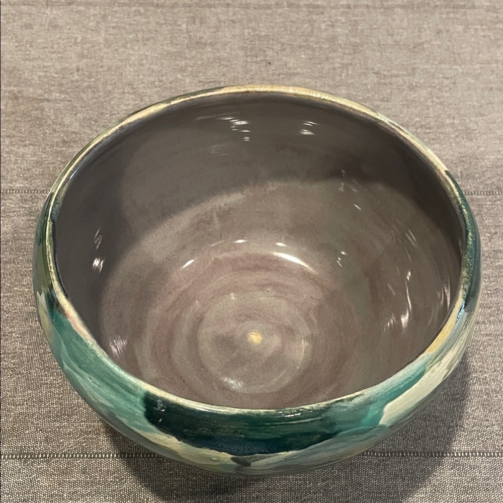 Artisan Ceramic pottery Bowl - Teal and Gray - Picture 6 of 7